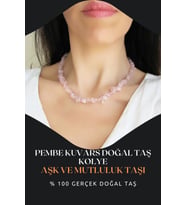 Nelleovana Pembe Kuvars Doğal Taş Kolye ( Aşk , Bolluk Ve Şans ) Aa Kalite 45 Cm