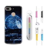 General Mobile GM8 Go GM9 GM20 Pro Plus Kılıf Kablo Koruma Spiral Silikon Mavi Gece 1605