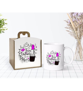 BK Gift Kişiye Özel Ahşap Kutuda Evin Süslüsü Tasarımlı Beyaz Kupa Bardak-3
