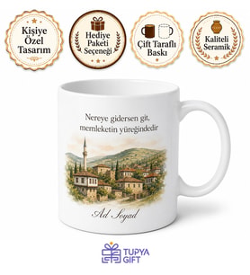 Kişiye Özel Gurbetçi Memleket Temalı Baskılı Kupa Bardak Hediye