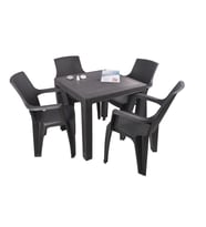 Mandella Elit Rattan 80x80 Nibras Koltuk Masa Takımı Kahverengi