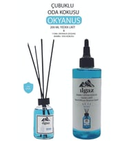 2li Set Okyanus Esintisi Bambu Yedek Şişe 200ML+ Ocean Çubuklu Oda Kokusu 110ML 