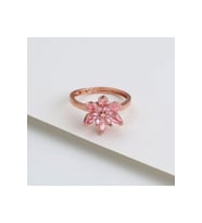 925 Ayar Gümüş Ayarlanabilir Pembe Taşlı Lotus Yüzük