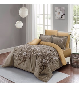 MonoHome Autumn Brown Çift Kişilik Nevresim Takımı 3D Pamuk Saten (Kahverengi)