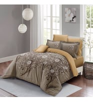 MonoHome Autumn Brown Çift Kişilik Nevresim Takımı 3D Pamuk Saten (Kahverengi)