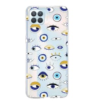 PrintiFy Oppo Reno 4 Lite  ile Uyumlu 1mm Slim Fit Nazar Boncuğu 2 Baskılı Şeffaf  Kılıf