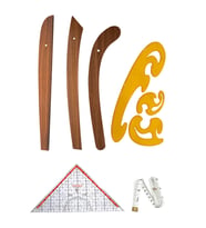 6 Parça Set – 3’lü Modelist Riga Cetvel Seti, Modelist Gönyesi, Pistole Cetvel ve 150 cm Mezura