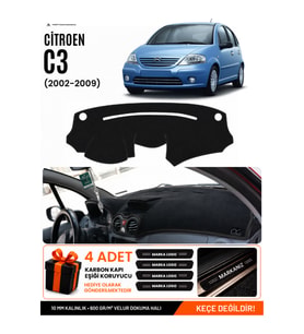 CITROEN C3 (2004-2009) Uyumlu Torpido Örtüsü Torpido Kılıfı - Siyah