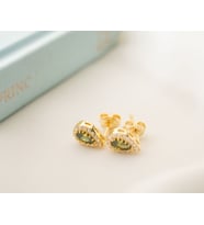 925 Ayar Gümüş Ağustos Ayı Doğum Taşı ( Peridot ) Damla Küpe