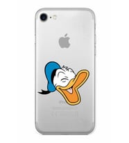 Apple iPhone SE 2022 Uyumlu Kamera Korumalı Tıpalı Kapak Donald Duck TasarımlıŞeffaf Kılıf