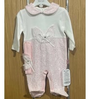DANTEL ÇİÇEKLİ BANDANALI BEBE KIZ TULUM (Pembe)