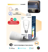 Akıllı E27 LED Ampul, Ayarlanabilir Sarı Işık, Enerji Tasarruflu (Krem)