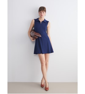 LCWAIKIKI Classic Lacivert Polo Yaka A Kesim Mini Elbise