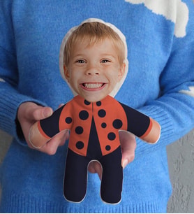 BK Gift Kişiye Özel Fotoğraflı Çocuk Uğur Böceği Bebek Yastık-1