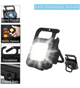30 Ledli Mini El Feneri 4 Modlu Flash Anahtarlık Şarjlı Mıknatıslı Led Fonksiyonel Kamp Cep Işığı