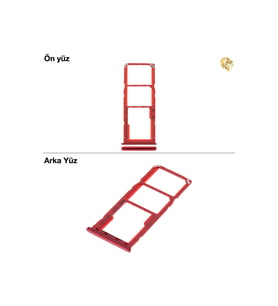 Samsung Galaxy A30 Sim İç Yuvası Çiftli ile Uyumlu Kırmızı Çiftli sim yuvası ikili sim tepsisi çiftli sim aparatı dual sim çekmecesi