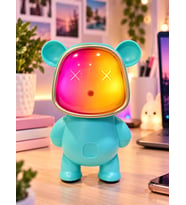 Ayıcık Bluetooth Hoparlör RGB Animasyon Işıklı Yüksek Ses Çıkışlı USB ve Kart Mini Speaker Mavi