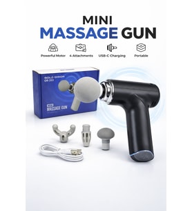 Mini Şarjlı Masaj Tabancası 4 Başlıklı 4 Kademeli USB-C Şarjlı 400 Gr 16,5 cm