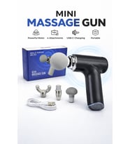 Mini Şarjlı Masaj Tabancası 4 Başlıklı 4 Kademeli USB-C Şarjlı 400 Gr 16,5 cm