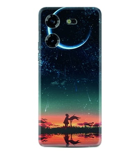 Tecno Pova 5 Kılıf Silikon Desen Özel Seri Ay ve Kız 1720