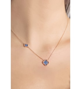 925 Ayar Gümüş Rose Kaplama Zirkon Taşlı Van Cleef Gümüş Kolye