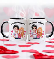 BK Gift Kişiye Özel Karıcım-Kocacım Karikatürlü İkili Siyah Kupa Bardak -1, Sevgililer Günü, Sevgiliye Hediye