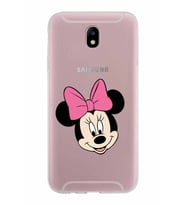 Samsung Galaxy J7 Pro Kapak Minnie Mouse Tasarımlı Şeffaf Silikon Kılıf