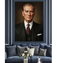 Mustafa Kemal Atatürk Portresi Dekoratif Kanvas - Mdf Ahşap Tablo