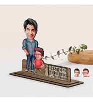 BK Gift Kişiye Özel 3D Kabartma İsimli Baba-Oğul Karikatürlü Ahşap Biblo-6, Babaya Hediye, Babalar Günü Hediyeleri