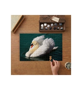 Beyaz Kuğu Tasarımı 240 parça Ahşap Puzzle Ahşap Kutuda MP04889