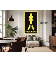Destina Ahşap Satranç - 2 Temalı Kişiselleştirilebilir Led Tablo - 30cm*50cm (Sarı)
