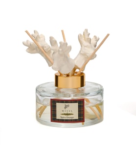 Yılbaşı 150 ml Geyik Seramik Taş Bambu Çubuklu Spice Orange Oda Kokusu (Şeffaf)