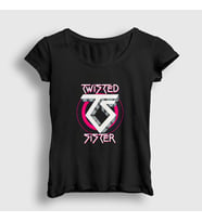 Presmono Kadın Siyah Logo Twisted Sister T-Shirt 179887tt