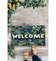 Valerine Life Amazon Yaprak Desenli Welcome Kapı Önü Paspası 45x70cm