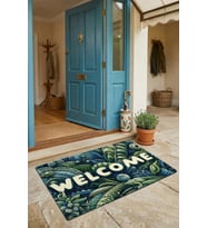 Valerine Life Kapı Önü Paspası 45x70cm Kaymaz Taban Dekoratif iç Dış Mekan Amazon Yaprak Desenli