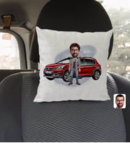 BK Gift Kişiye Özel Plakalı Erkek Peugeot 2008 Karikatürlü Kare Araç Koltuk Yastığı-2
