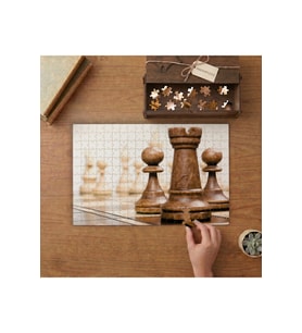 Satranç - Şah - Mat - Piyon Tasarımı 240 parça Ahşap Puzzle Ahşap Kutuda MP08970