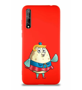 Huawei P Smart S Soft Premier Kapak Bayan Puff Tasarımlı Silikon Kılıf - Kırmızı (Şeffaf)