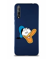 Huawei P Smart S Soft Premier Kapak Donald Duck-E Tasarımlı Silikon Kılıf - Lacivert (Şeffaf)