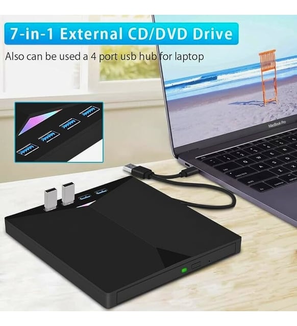 TechTic 7in1 Harici DVD-ROM USB 3.0 HUB Çoğaltıcı TF SD Kart