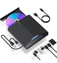 TechTic 7in1 Harici DVD-ROM USB 3.0 HUB Çoğaltıcı TF SD Kart Okuyucu Type C Kablolu DVD Player CD