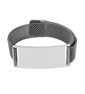 Kişiye Özel İsim Yazılı Magnet Kapamalı Silver Renk Çelik Erkek Hasır Bileklik (Gümüş)