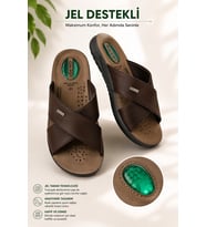 DAYE 45008 Hafif Yumuşak Tabanlı Comfort Jelli Çapraz Bant Erkek Terlik
