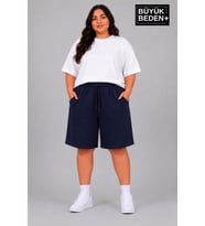 Süperlife Büyük Beden Kadın Bağcıklı Şort SPR26BSRK592