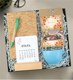 Defter & Kış Çayı & Çay Fincanı & Takvim & Tohum Kalem & Defter Geçmiş Olsun Hediye Seti