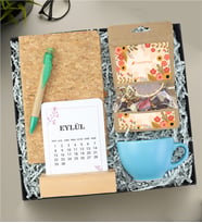 Defter & Kış Çayı & Çay Fincanı & Takvim & Tohum Kalem & Defter Geçmiş Olsun Hediye Seti