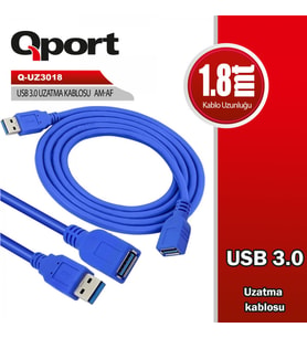 QPORT Q-UZ3018 1.8 METRE USB 3.0 UZATMA KABLOSU