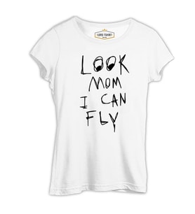 Travis Scott - Look Mom I Can Fly Beyaz Kadın Tshirt
