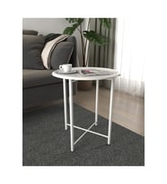 Katlanır Metal Orta Sehpa Ev İçi Modern Portatif Pratik Yan Sehpa Beyaz