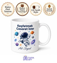 Astronot Temalı Baskılı Kupa Bardak Uzay Hediye Porselen Mug